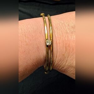 Elegant Gold Bangle Bracelet with Crystal Accent